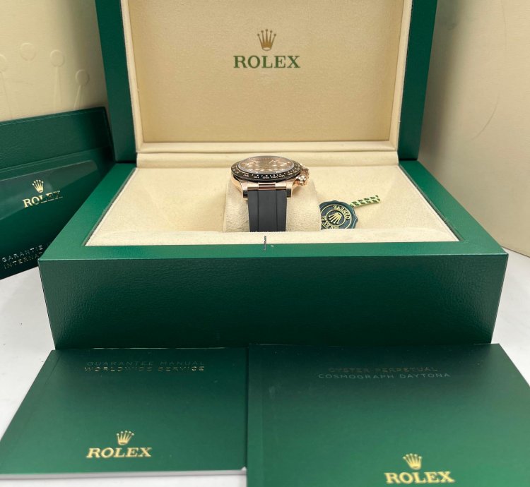 Rolex Daytona Rose Gold Oysterflex Pink Sundust Baguette Dial 116515ln Unworn 2023