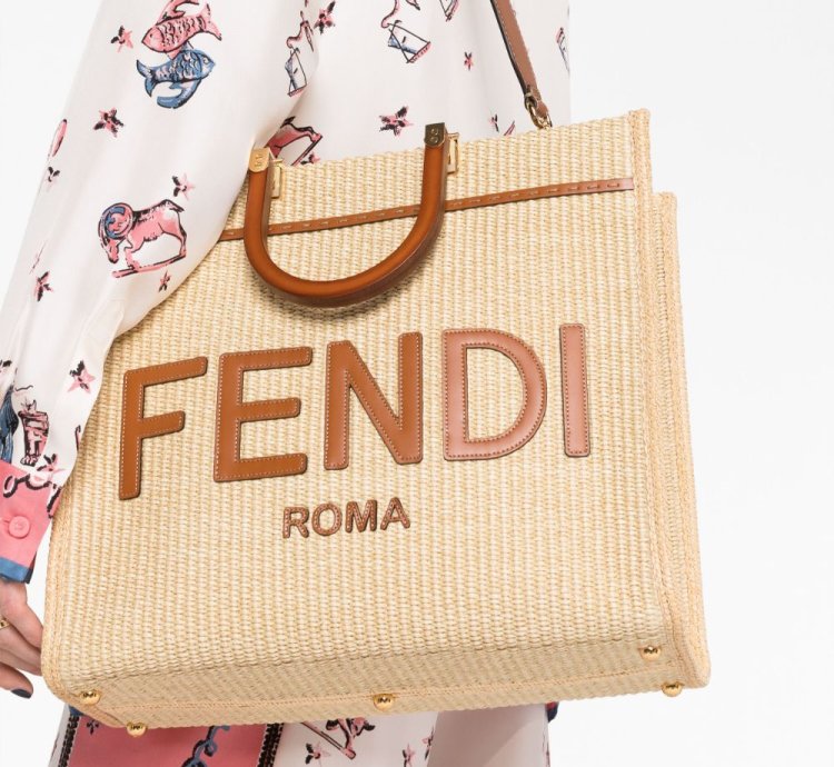 Fendi Medium Sunshine Raffia Tote Bag