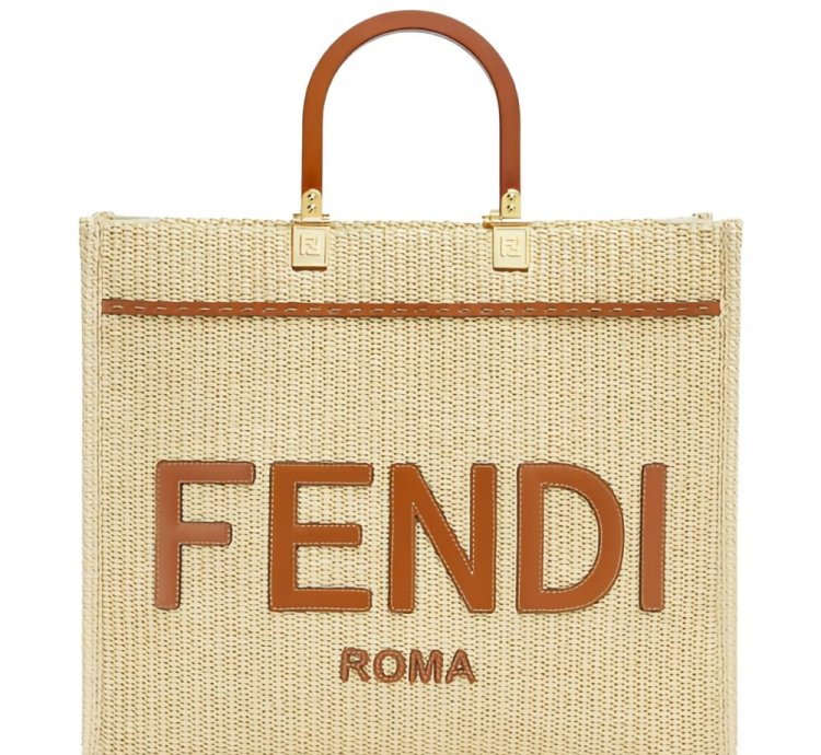 Fendi Medium Sunshine Raffia Tote Bag