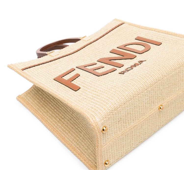 Fendi Medium Sunshine Raffia Tote Bag