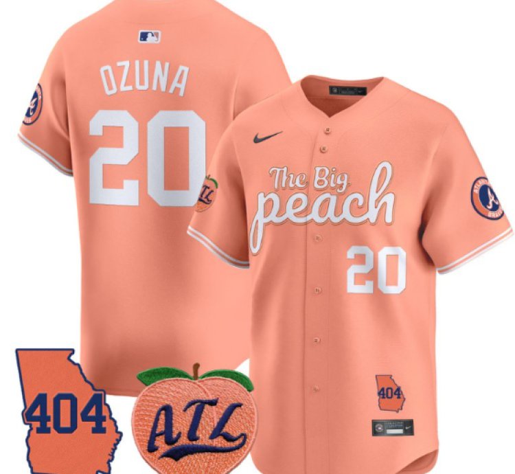 Marcell Ozuna Jersey 20 Atlanta Braves 404 The Big Peach Premier Limited Stitched Peach