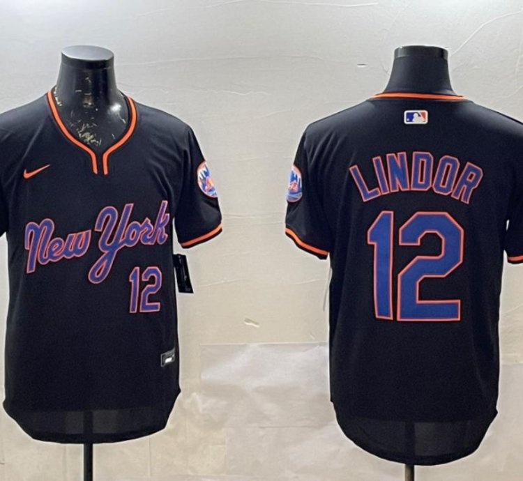 New York Mets Francisco Lindor Black Throwback Fashion Jersey