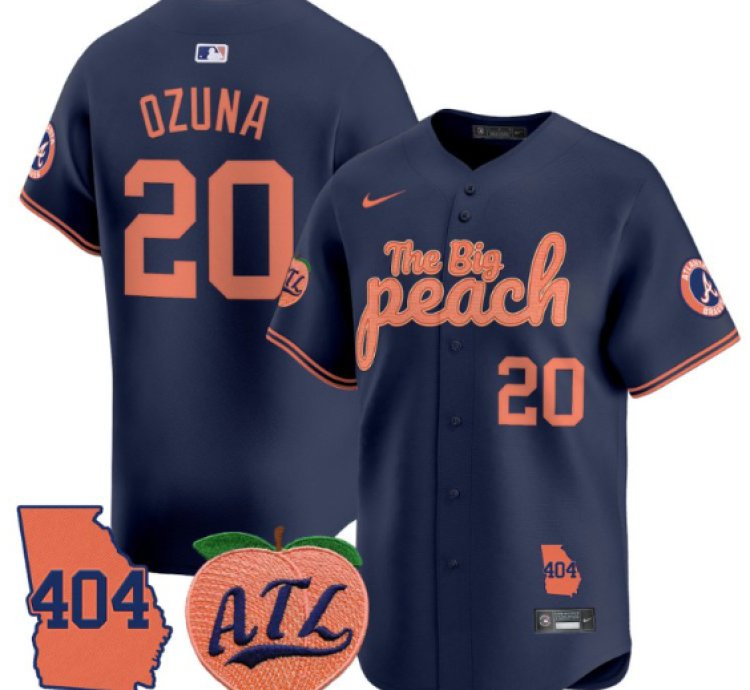 Marcell Ozuna Jersey 20 Atlanta Braves 404 The Big Peach Premier Limited Stitched Navy