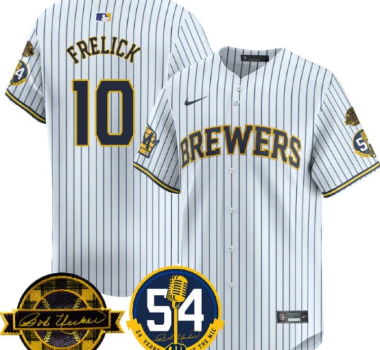 Sal Frelick Jersey 10 Milwaukee Brewers 2025 Bob Uecker 54 Seasons For Brewers Stitched White