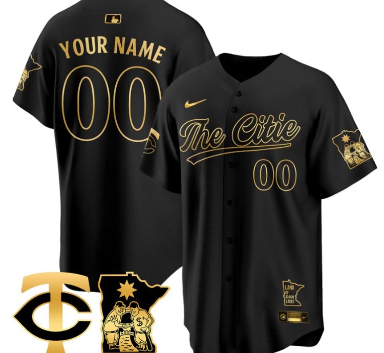 Custom Minnesota Twins Jersey 2025 City Connect Concept Stitched Black Gold