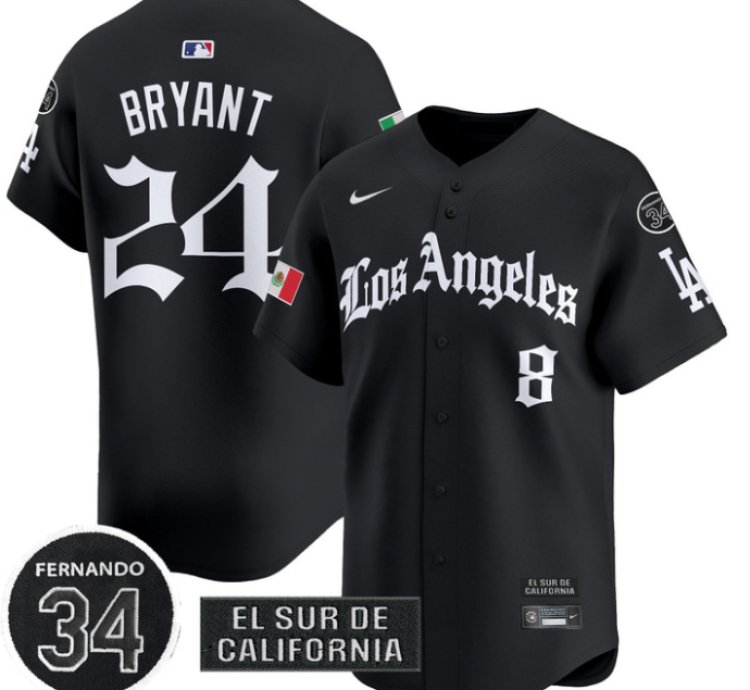Kobe Bryant Jersey 24 Dodgers Mexico 2025 La Gothic Style Patch Premier Limited Stitched Black