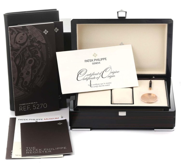 Patek Philippe Perpetual Calendar Chronograph Grand Complications Perpetual Calendar Rose Gold Watch 5270 Box Papers