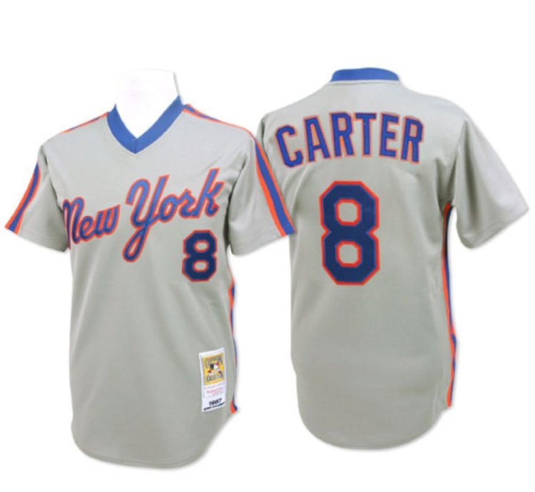 New York Mets Gary Carter Gray 1987 Throwback Pullover Jersey