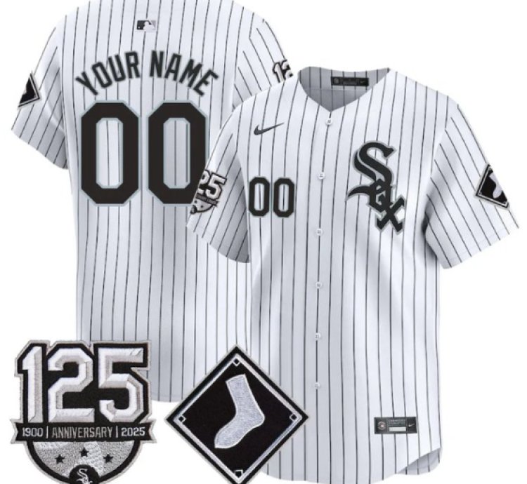 Custom Chicago White Sox Jersey Name Number 125th Anniversary Stitched White
