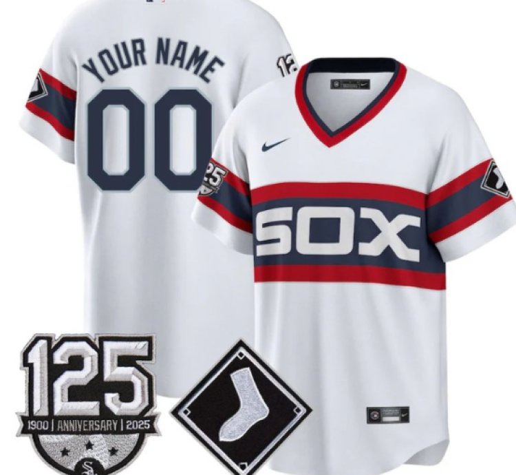 Custom Chicago White Sox Jersey Name Number 125th Anniversary Stitched White 1983