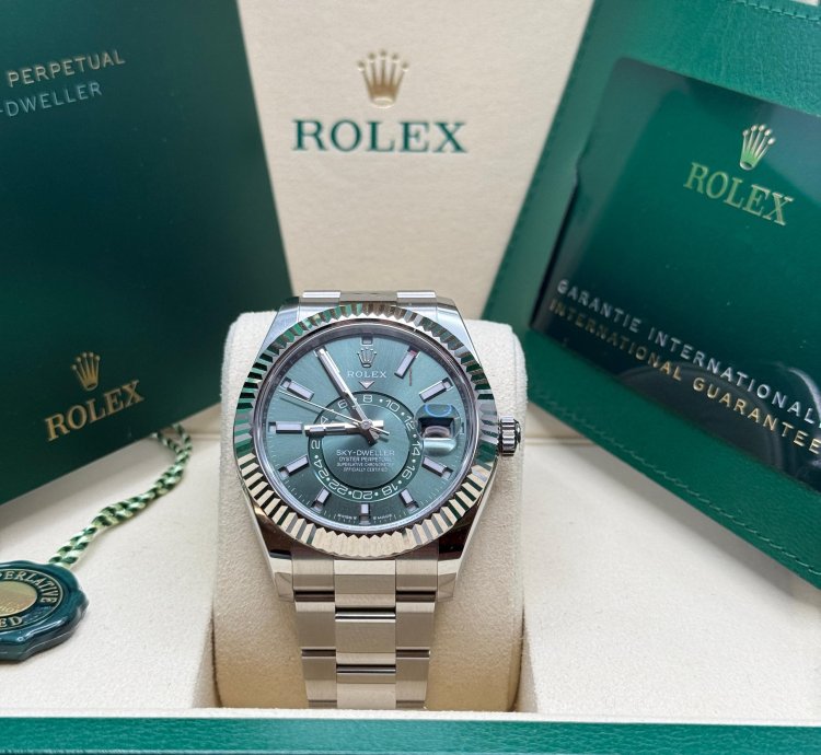 Rolex Sky-dweller New 2025 Mint Green Dial Oyster Bracelet - Fluted Bezel 42mm Stainless Steel