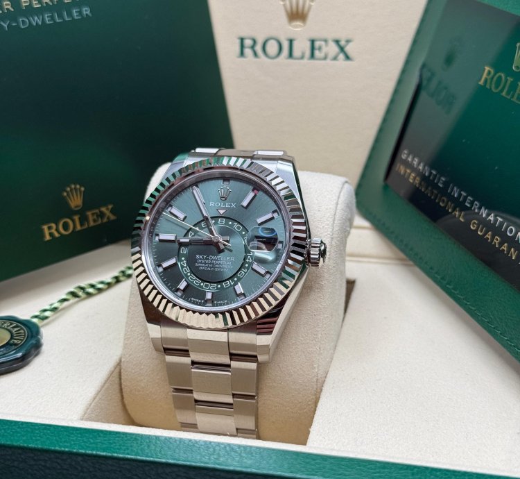 Rolex Sky-dweller New 2025 Mint Green Dial Oyster Bracelet - Fluted Bezel 42mm Stainless Steel
