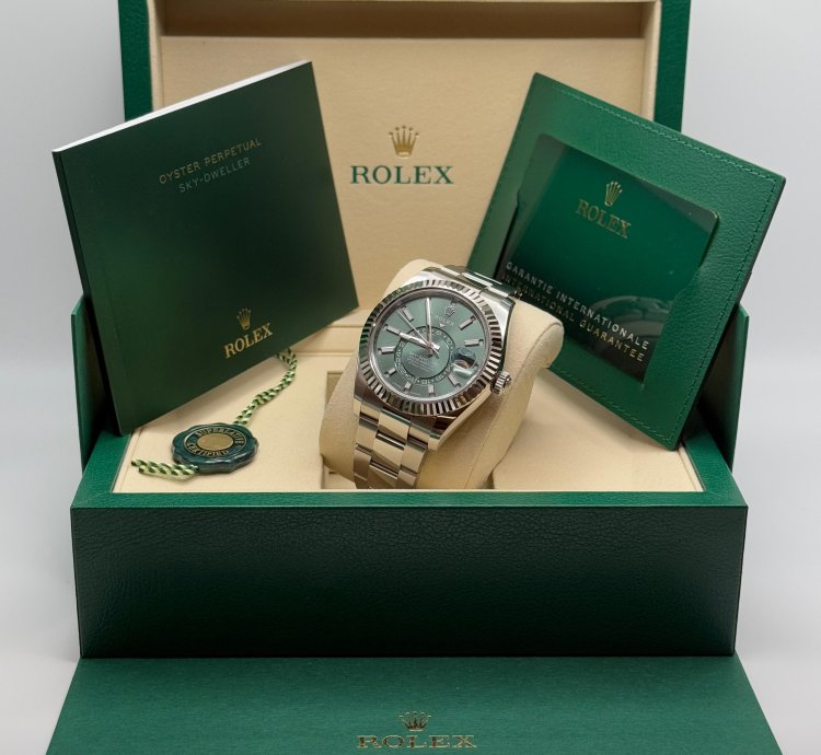 Rolex Sky-dweller New 2025 Mint Green Dial Oyster Bracelet - Fluted Bezel 42mm Stainless Steel