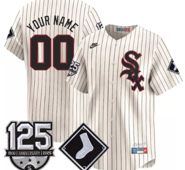 Custom Chicago White Sox Jersey Name Number 125th Anniversary Stitched Cream