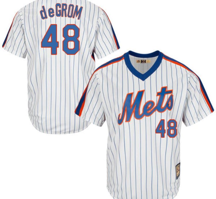 New York Mets Jacob Degrom White Throwback Pullover Jersey