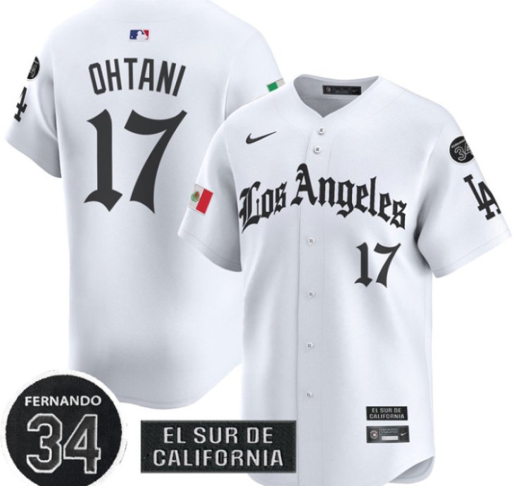 Shohei Ohtani Jersey 17 Dodgers Mexico 2025 La Gothic Style Patch Vapor Limited Stitched White