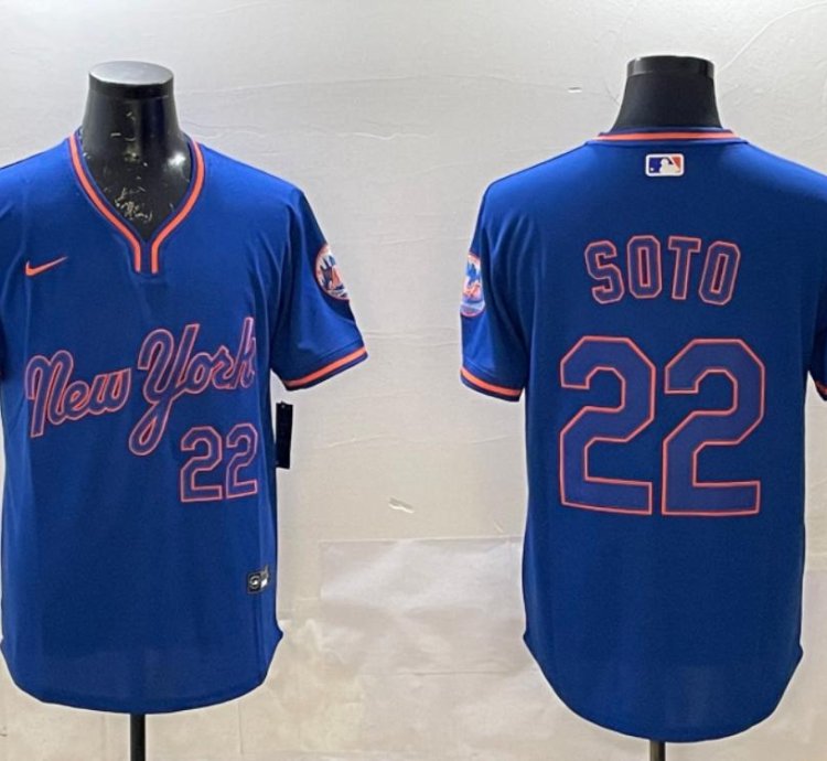 New York Mets Juan Soto Royal Throwback Fashion Jersey