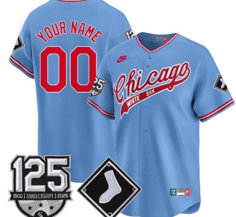 Custom Chicago White Sox Jersey Name Number 125th Anniversary Stitched Blue 1972