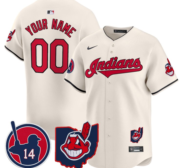 Custom Cleveland Indians Jersey Larry Doby Patch Vapor Premier Limited Stitched Cream