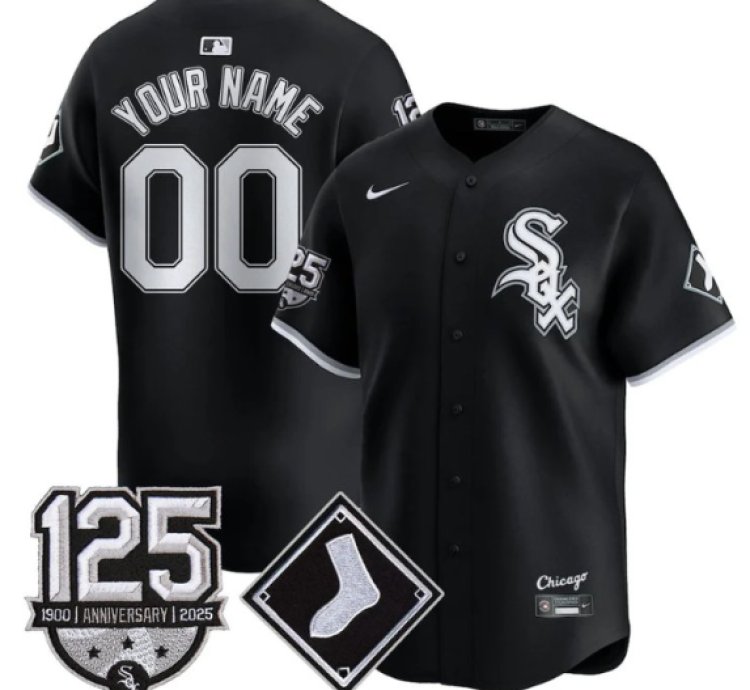 Custom Chicago White Sox Jersey Name Number 125th Anniversary Stitched Black