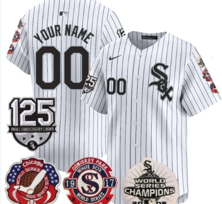 Custom Chicago White Sox Jersey World Series Champions Stitched White