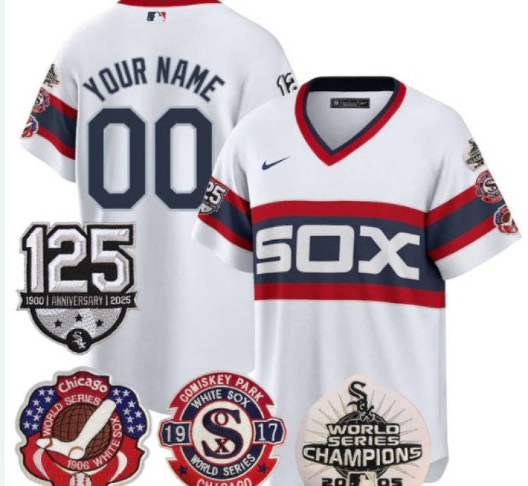 Custom Chicago White Sox Jersey 125th World Series Champions Stitched White 1983