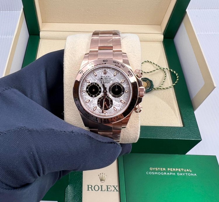 Rolex Daytona Rose Meteorite Dial Complete Set Rose Gold 18k Daytona On Bracelet