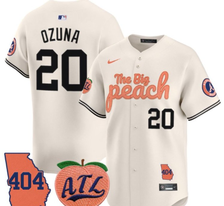 Marcell Ozuna Jersey 20 Atlanta Braves 404 The Big Peach Premier Limited Stitched Cream