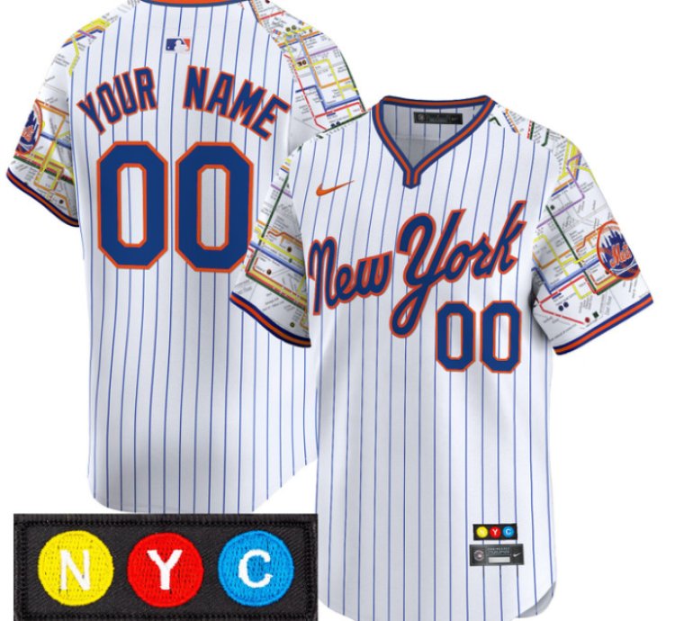 Custom New York Mets Jersey Subway Style Vapor Premier Limited Stitched Pinstripe