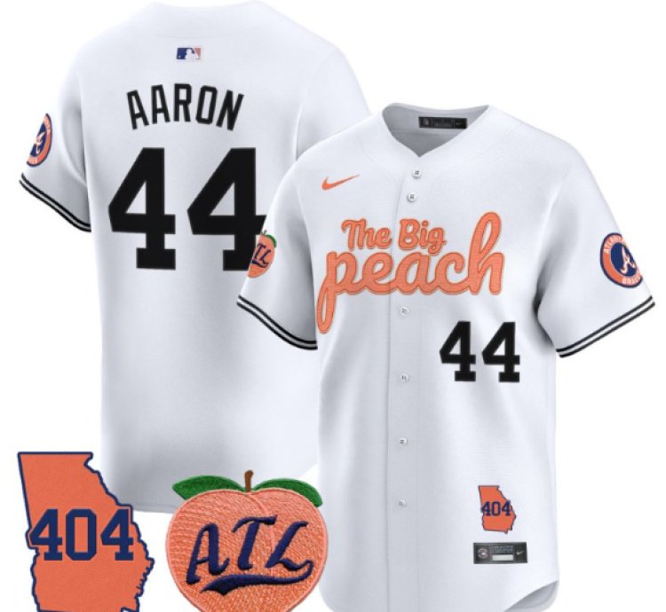 Hank Aaron Jersey 44 Atlanta Braves 404 The Big Peach Premier Limited Stitched White