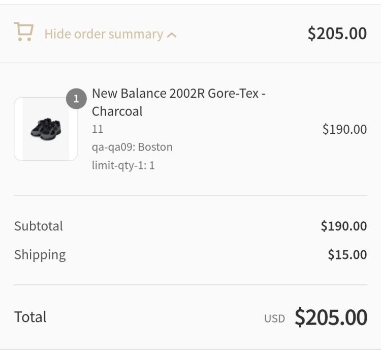 Jjjjound New Balance 2002r Gore-tex Charcoal Grey Confirmed