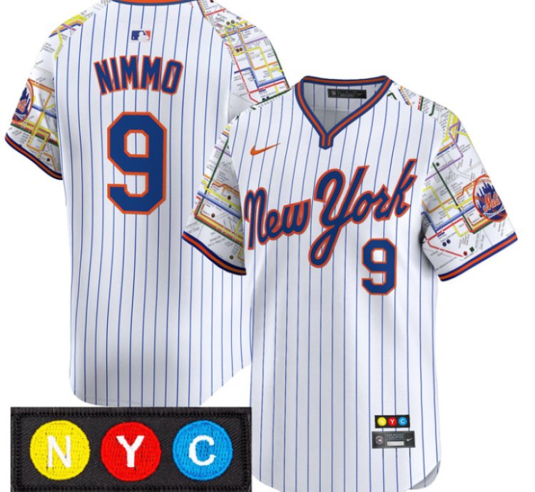 Brandon Nimmo Jersey 9 New York Mets Subway Style Vapor Premier Limited Stitched Pinstripe