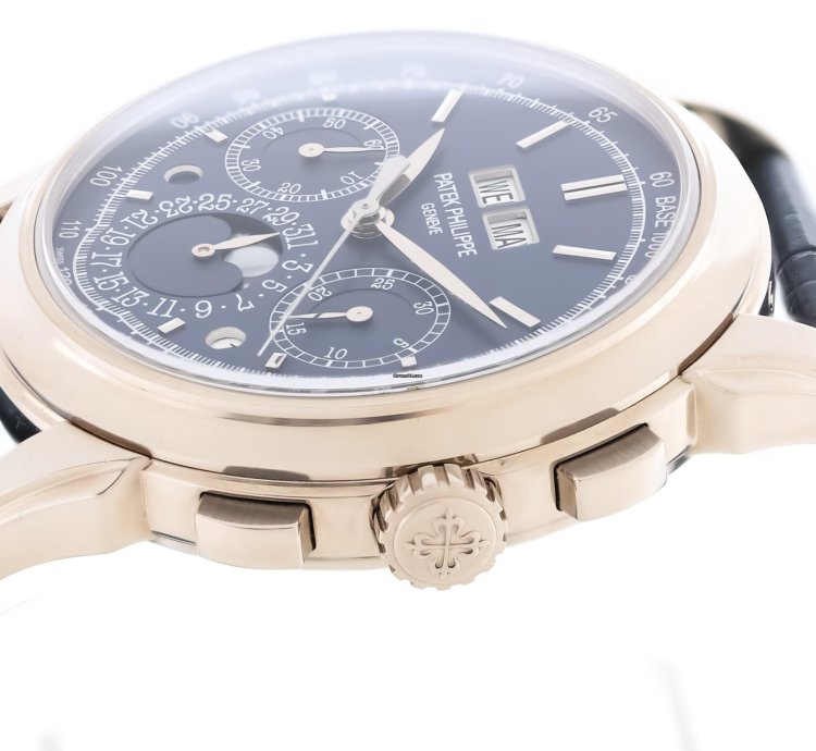 Patek Philippe Perpetual Calendar Chronograph Ref 5270g-014 18k White Gold Blue Chin Dial Box Papers Bj-2014