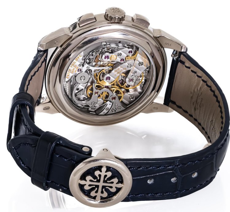 Patek Philippe Perpetual Calendar Chronograph Ref 5270g-014 18k White Gold Blue Chin Dial Box Papers Bj-2014