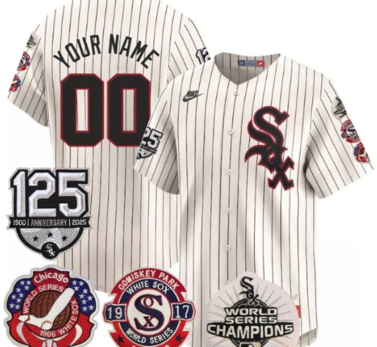 Custom Chicago White Sox Jersey 125th World Series Champions Stitched Cream