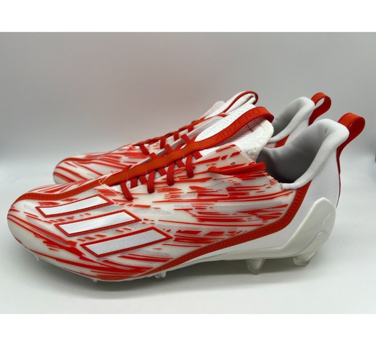 Adidas Adizero Football Cleats Orange White Men Size 12 5