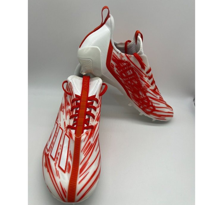 Adidas Adizero Football Cleats Orange White Men Size 12 5
