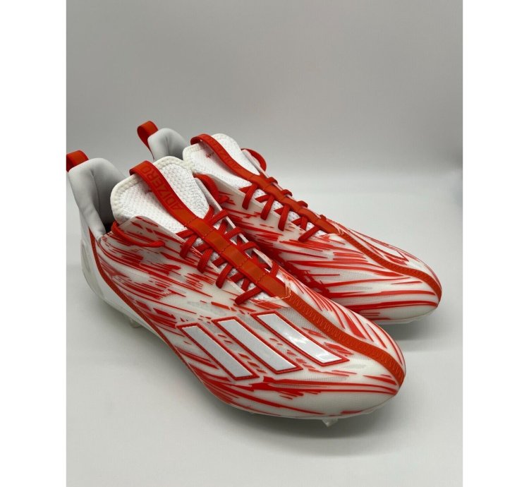 Adidas Adizero Football Cleats Orange White Men Size 12 5