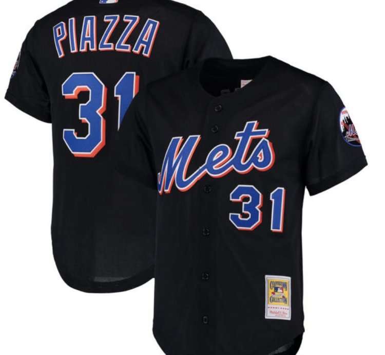 New York Mets Mike Piazza Black Throwback Mesh Jersey
