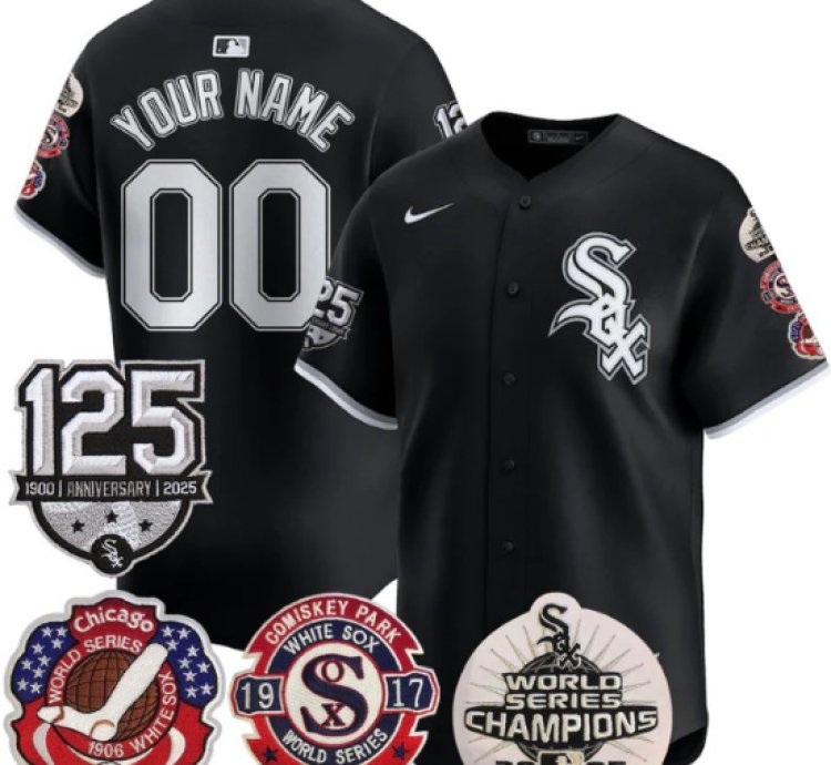 Custom Chicago White Sox Jersey 125th Anniversary World Series Champions Stitched Black