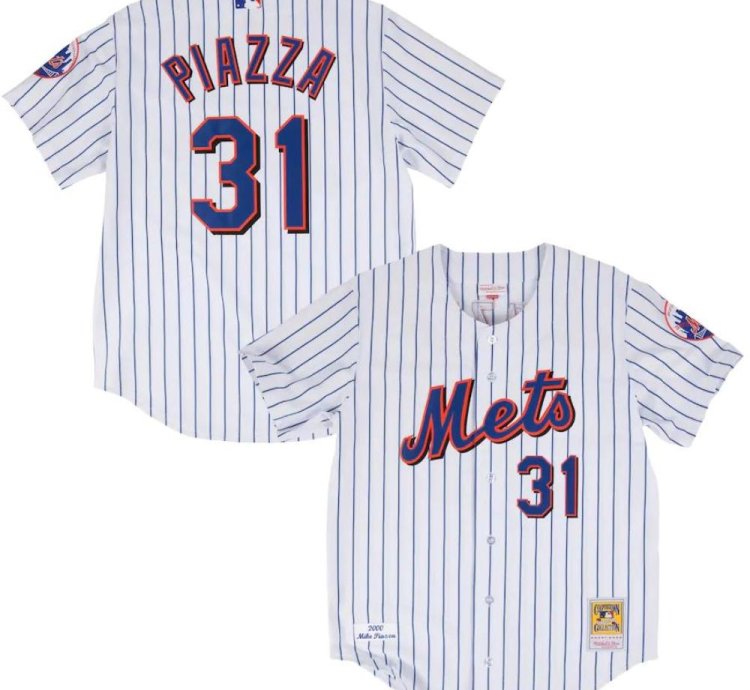 New York Mets Mike Piazza White 2000 Throwback Jersey