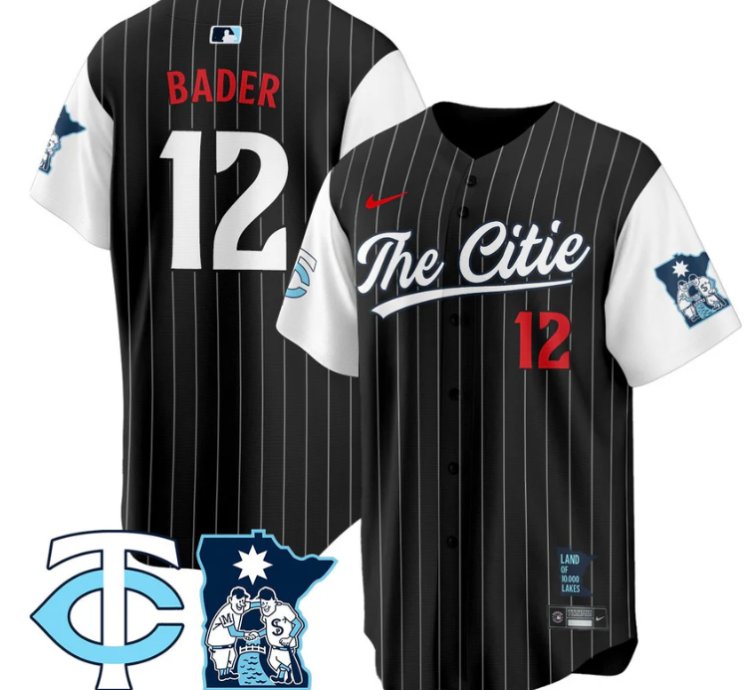 Harrison Bader Jersey 12 Minnesota Twins 2025 City Connect Concept Stitched Black