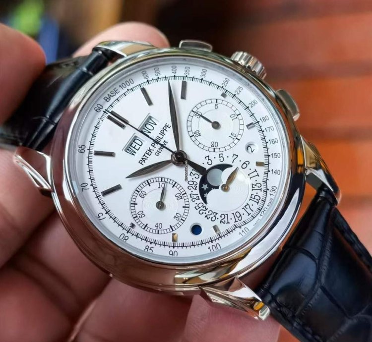 Patek Philippe Perpetual Calendar Chronograph White Gold White Dial Watch 41mm Grand Complications Chronograph