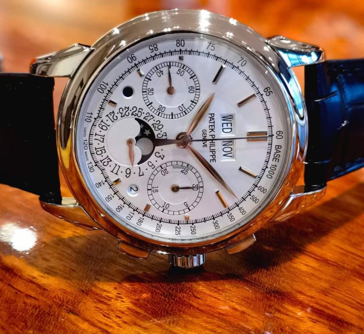 Patek Philippe Perpetual Calendar Chronograph White Gold White Dial Watch 41mm Grand Complications Chronograph