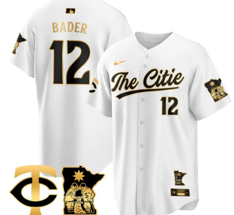 Harrison Bader Jersey 12 Minnesota Twins 2025 City Connect Concept Stitched White Gold