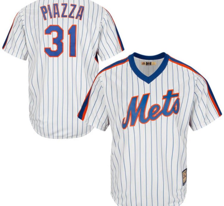 New York Mets Mike Piazza White Throwback Pullover Jersey