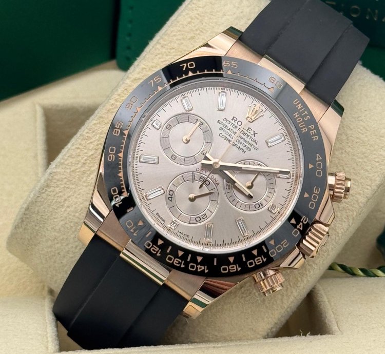 Rolex Daytona Silver Sundust Baguette 2022 Unworn Full Set