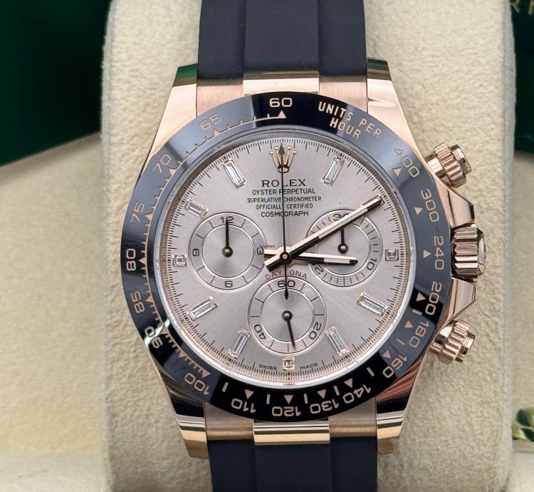 Rolex Daytona Silver Sundust Baguette 2022 Unworn Full Set