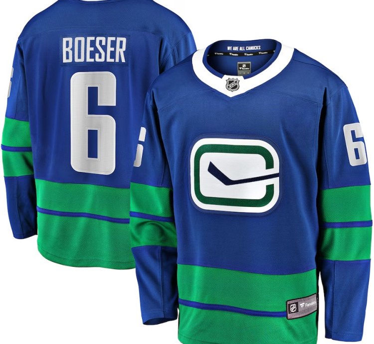 Mens Ancouver Canucks 6 Brock Boeser Premier Breakaway Jersey Blue
