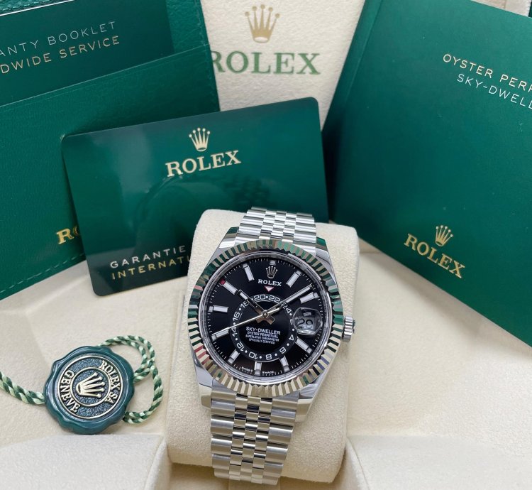 Rolex Sky-dweller New Complete 336934 Sky-dweller Black Dial Stainless Steel 42mm Jubilee Bracelet